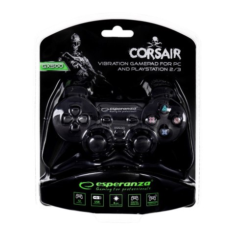 Gamepad Esperanza EG106 (PC, PS2, PS3; kolor czarny) Gamepad Esperanza EG106 (PC, PS2, PS3; kolor czarny)