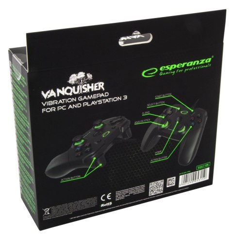 Gamepad Esperanza Vanquisher EGG110K (PC, PS3; kolor czarny, kolor zielony) Gamepad Esperanza Vanquisher EGG110K (PC, PS3; kolor czarny, kolor zielony)