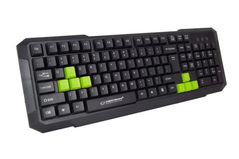 Klawiatura membranowa Esperanza ASPIS EGK102G (USB 2.0; kolor czarny, kolor zielony) Klawiatura membranowa Esperanza ASPIS EGK102G (USB 2.0; kolor czarny, kolor zielony)