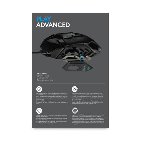 Mysz Logitech G502 Gaming HERO EU 910-005471 (optyczna; 16000 DPI; kolor czarny) Mysz Logitech G502 Gaming HERO EU 910-005471 (optyczna; 16000 DPI; kolor czarny)