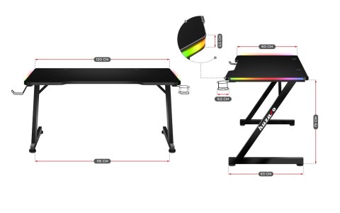 Biurko gamingowe Huzaro Hero 2.5 RGB Biurko gamingowe Huzaro Hero 2.5 RGB