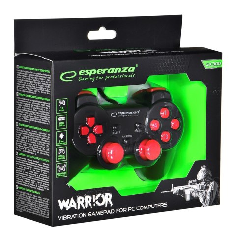 Gamepad Esperanza Warrior EGG102R (kolor czarny, kolor czerwony) Gamepad Esperanza Warrior EGG102R (kolor czarny, kolor czerwony)