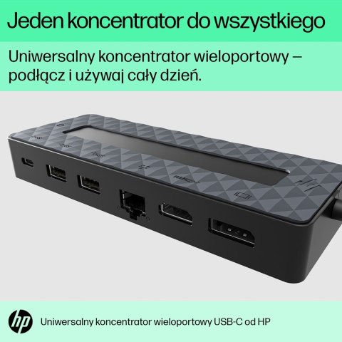 Stacja dokująca HP USB-C Universal Multiport Hub czarna 50H98AA Stacja dokująca HP USB-C Universal Multiport Hub czarna 50H98AA