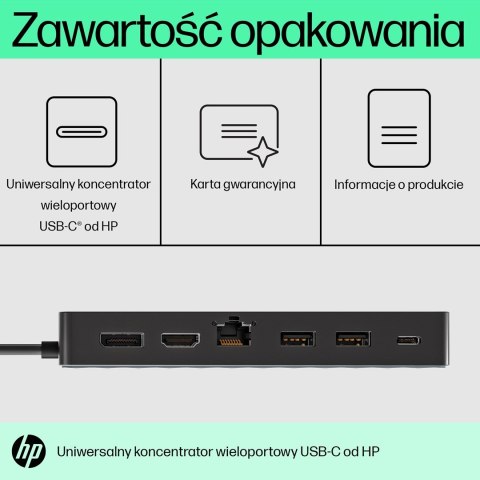 Stacja dokująca HP USB-C Universal Multiport Hub czarna 50H98AA Stacja dokująca HP USB-C Universal Multiport Hub czarna 50H98AA