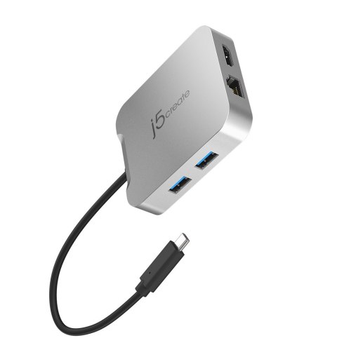 Stacja dokująca j5create 4K60 4K60 Elite USB-C PD Multi-Port Adapter 1x4K HDMI/2xUSB 3.1/1xUSB-C/1xRJ45 Gigabit; kolor srebrny J Stacja dokująca j5create 4K60 4K60 Elite USB-C PD Multi-Port Adapter 1x4K HDMI/2xUSB 3.1/1xUSB-C/1xRJ45 Gigabit; kolor srebrny J