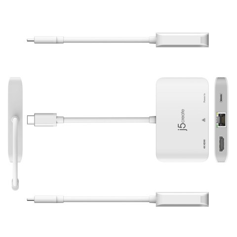 Stacja dokująca j5create USB-C to 4K HDMI Ethernet Adapter 1x4K HDMI/1xUSB-C/1xRJ45 Gigabit; kolor biały JCA351-N Stacja dokująca j5create USB-C to 4K HDMI Ethernet Adapter 1x4K HDMI/1xUSB-C/1xRJ45 Gigabit; kolor biały JCA351-N