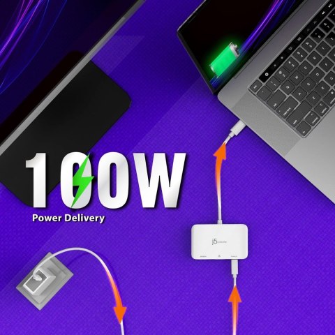 Stacja dokująca j5create USB-C to 4K HDMI Ethernet Adapter 1x4K HDMI/1xUSB-C/1xRJ45 Gigabit; kolor biały JCA351-N Stacja dokująca j5create USB-C to 4K HDMI Ethernet Adapter 1x4K HDMI/1xUSB-C/1xRJ45 Gigabit; kolor biały JCA351-N