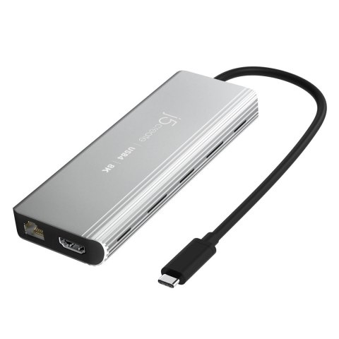 Stacja dokująca j5create USB4 8K Multi-Port Hub 1x8K HDMI/2xUSB3.2/2xUSB-C/RJ45 2.5G srebrna JCD403-N Stacja dokująca j5create USB4 8K Multi-Port Hub 1x8K HDMI/2xUSB3.2/2xUSB-C/RJ45 2.5G srebrna JCD403-N