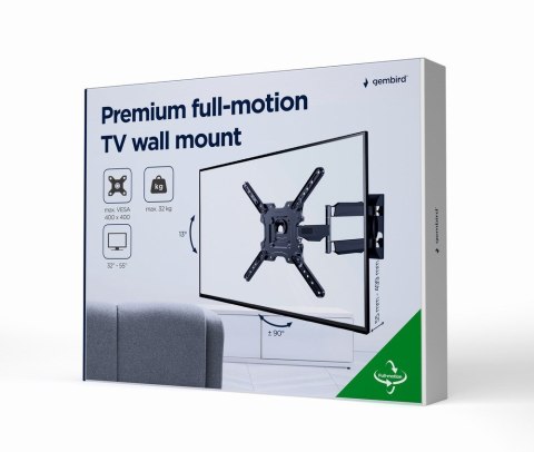 GEMIRD UCHWYT ŚCIENNY REGULOWANY LCD 32"-55" VESA MAX 400 X 400MM, DO 32KG GEMIRD UCHWYT ŚCIENNY REGULOWANY LCD 32"-55" VESA MAX 400 X 400MM, DO 32KG