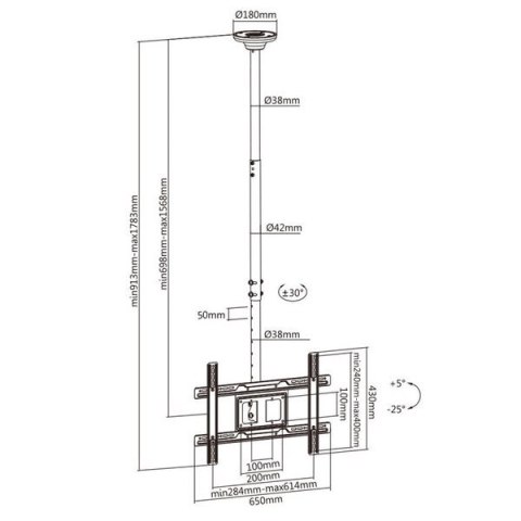 Uchwyt sufitowy do telewizora Maclean MC-803 (sufitowy; 23" - 100"; max. 50kg) Uchwyt sufitowy do telewizora Maclean MC-803 (sufitowy; 23" - 100"; max. 50kg)