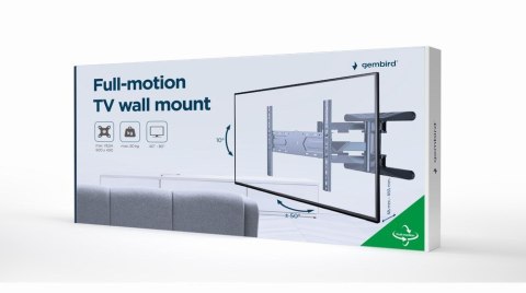 GEMBIRD REGULOWANY UCHWYT ŚCIENNY LCD 40"-80" VESA MAX 600 X 400MM, DO 50KG GEMBIRD REGULOWANY UCHWYT ŚCIENNY LCD 40"-80" VESA MAX 600 X 400MM, DO 50KG