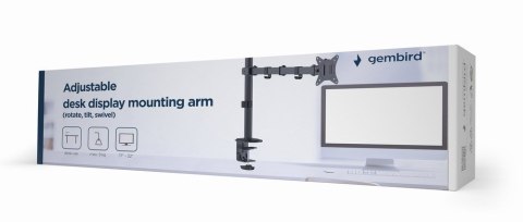 GEMBIRD BIURKOWE REGULOWANE RAMIĘ/UCHWYT NA MONITOR 17-32, VESA 100X100MM, DO 9KG GEMBIRD BIURKOWE REGULOWANE RAMIĘ/UCHWYT NA MONITOR 17-32, VESA 100X100MM, DO 9KG