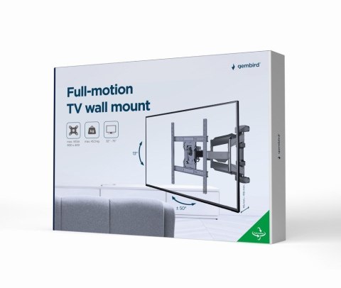 GEMBIRD UCHWYT ŚCIENNY REGULOWANY LCD 32"-75" VESA MAX 600 X 400MM, DO 45KG GEMBIRD UCHWYT ŚCIENNY REGULOWANY LCD 32"-75" VESA MAX 600 X 400MM, DO 45KG