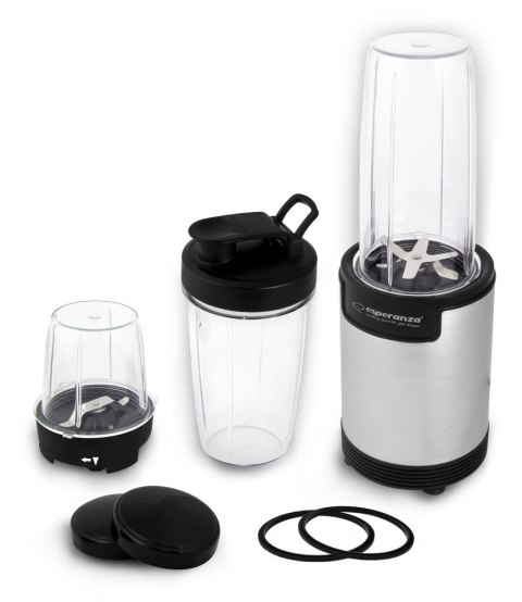 Blender sportowy do mielenia Esperanza NUTRI BOMB EKM030 (900W; kolor czarno-srebrny) Blender sportowy do mielenia Esperanza NUTRI BOMB EKM030 (900W; kolor czarno-srebrny)