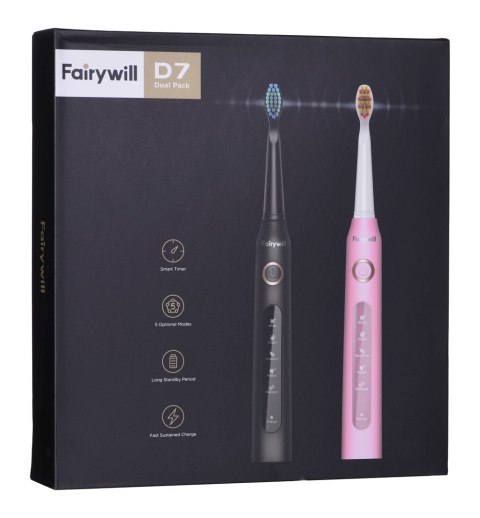 FAIRYWILL SZCZOTECZKI SONICZNE 507 RÓŻ I CZARNA FAIRYWILL SZCZOTECZKI SONICZNE 507 RÓŻ I CZARNA