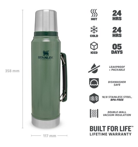 Stanley termos LEGENDARY CLASSIC - HAMMERTONE GREEN 1L Stanley termos LEGENDARY CLASSIC - HAMMERTONE GREEN 1L
