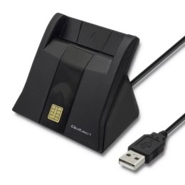 QOLTEC INTELIGENTNY CZYTNIK KART CHIPOWYCH ID, USB | PLUG&PLAY | PIONOWY