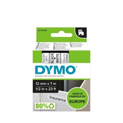 Taśma Dymo D1- 12mm x 7m czarny/biały Taśma Dymo D1- 12mm x 7m czarny/biały