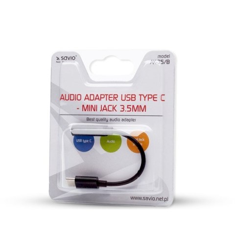 Adapter SAVIO AK-35/B (Gniazdo typ C - Jack stereo 3,5 mm ; 0,12m; kolor czarny) Adapter SAVIO AK-35/B (Gniazdo typ C - Jack stereo 3,5 mm ; 0,12m; kolor czarny)