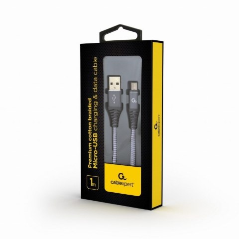 GEMBIRD KABEL PREMIUM MICRO USB 2.0 AM-MBM5P (METALOWE WTYKI,OPLOT) 1M, SZARO/BIAŁY GEMBIRD KABEL PREMIUM MICRO USB 2.0 AM-MBM5P (METALOWE WTYKI,OPLOT) 1M, SZARO/BIAŁY