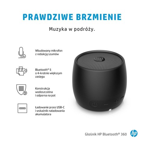 Głośnik HP Bluetooth Speaker 360 Black czarny 2D799AA Głośnik HP Bluetooth Speaker 360 Black czarny 2D799AA