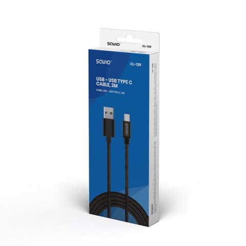 Kabel SAVIO CL-129 (USB typu C - USB 2.0 typu A ; 2m; kolor czarny) Kabel SAVIO CL-129 (USB typu C - USB 2.0 typu A ; 2m; kolor czarny)