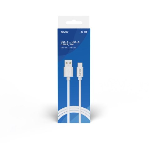 SAVIO KABEL USB-A - USB-C, 3 M, BIAŁY, CL-168 SAVIO KABEL USB-A - USB-C, 3 M, BIAŁY, CL-168