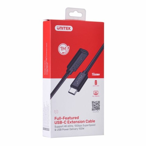 UNITEK PRZEDŁUŻACZ USB-C 10GBPS,4K60HZ,PD 100W,1M UNITEK PRZEDŁUŻACZ USB-C 10GBPS,4K60HZ,PD 100W,1M