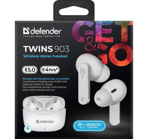 DEFENDER SŁUCHAWKI BLUETOOTH TWINS 903 DOUSZNE BIAŁE 63903 DEFENDER SŁUCHAWKI BLUETOOTH TWINS 903 DOUSZNE BIAŁE 63903