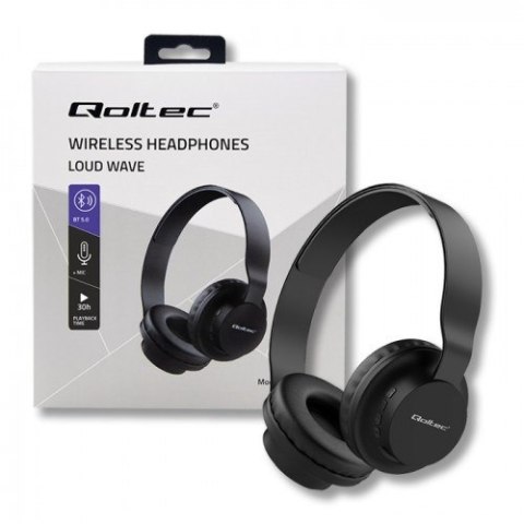 QOLTEC SŁUCHAWKI BEZPRZEWODOWE LOUD WAVE Z MIKROFONEM | BT 5.0 JL | CZARNE QOLTEC SŁUCHAWKI BEZPRZEWODOWE LOUD WAVE Z MIKROFONEM | BT 5.0 JL | CZARNE
