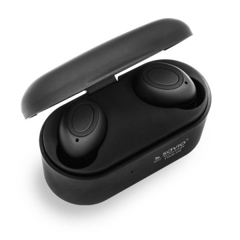 Słuchawki SAVIO TWS-04 (bluetooth; bezprzewodowe, Bluetooth; z wbudowanym mikrofonem; kolor czarny Słuchawki SAVIO TWS-04 (bluetooth; bezprzewodowe, Bluetooth; z wbudowanym mikrofonem; kolor czarny