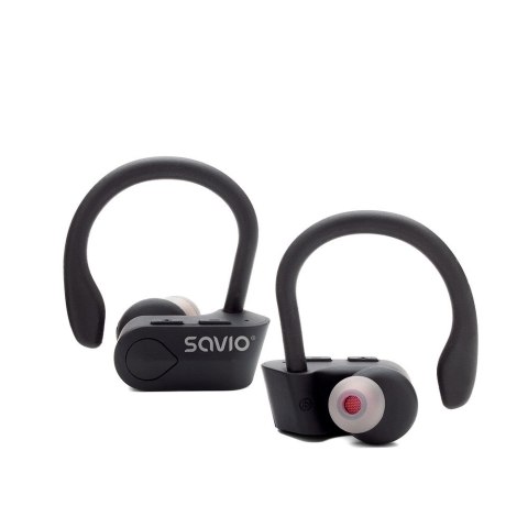 Słuchawki bezprzewodowe SAVIO TWS-03 (bluetooth; bezprzewodowe, Bluetooth; z wbudowanym mikrofonem; kolor czarny Słuchawki bezprzewodowe SAVIO TWS-03 (bluetooth; bezprzewodowe, Bluetooth; z wbudowanym mikrofonem; kolor czarny
