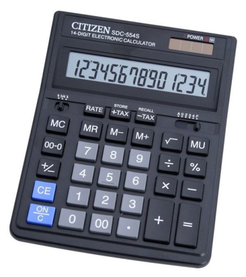 CITIZEN KALKULATOR BIUROWY SDC-554S, 14-CYFROWY,199X153MM, CZARNY CITIZEN KALKULATOR BIUROWY SDC-554S, 14-CYFROWY,199X153MM, CZARNY
