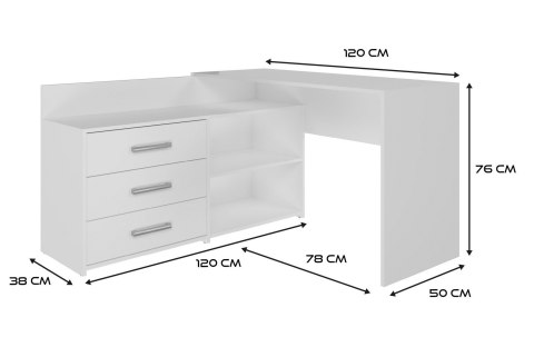 Biurko narożne + komoda DANY 120x50xH76 biały Biurko narożne + komoda DANY 120x50xH76 biały