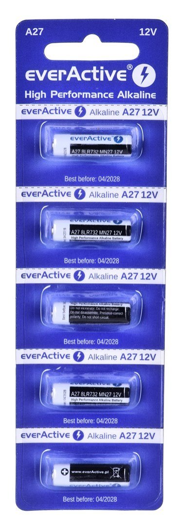 EVERACTIVE BATERIE ALKALICZNE 27A 12V, BLISTER 5 SZT. 27A5BL EVERACTIVE BATERIE ALKALICZNE 27A 12V, BLISTER 5 SZT. 27A5BL