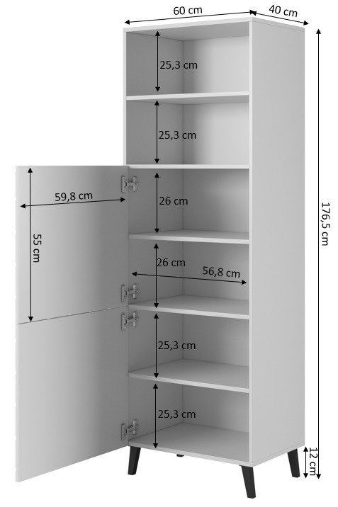 Witryna ABETO 60x40xH176,5 biały/biały połysk Witryna ABETO 60x40xH176,5 biały/biały połysk