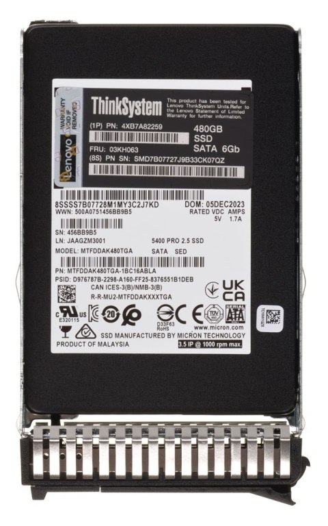 Lenovo ThinkSystem 2.5" 5400 PRO 480GB Read Intensive SATA 6Gb HS SSD Lenovo ThinkSystem 2.5" 5400 PRO 480GB Read Intensive SATA 6Gb HS SSD
