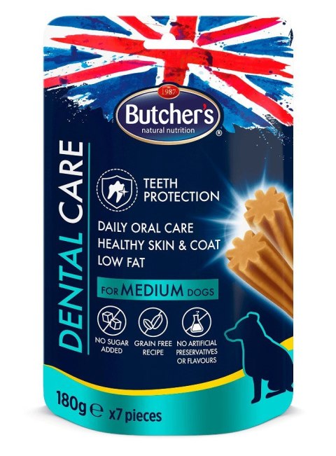 BUTCHER'S Dental Care for medium dogs - przysmak dentystyczny dla psów średnich - 180 g BUTCHER'S Dental Care for medium dogs - przysmak dentystyczny dla psów średnich - 180 g