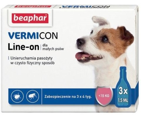 Beaphar LINE-ON VERMICON Krople dla psów S 1,5ml x3 Beaphar LINE-ON VERMICON Krople dla psów S 1,5ml x3