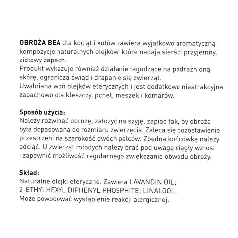 Beaphar obroża na kleszcze dla kota Odblaskowa dł. 35cm Beaphar obroża na kleszcze dla kota Odblaskowa dł. 35cm