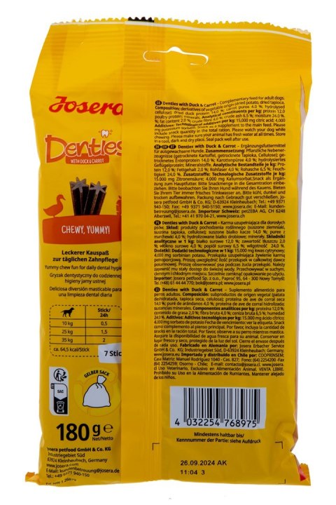 JOSERA Denties Kaczka z marchewką - przysmak dla psa - 180 g JOSERA Denties Kaczka z marchewką - przysmak dla psa - 180 g