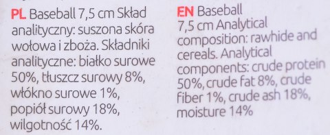 MACED Przysmak dla psa - piłka Baseball 7,5cm MACED Przysmak dla psa - piłka Baseball 7,5cm