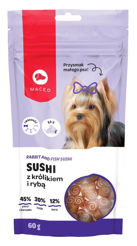 MACED Sushi z królikiem i rybą - przysmak dla psa - 60g MACED Sushi z królikiem i rybą - przysmak dla psa - 60g