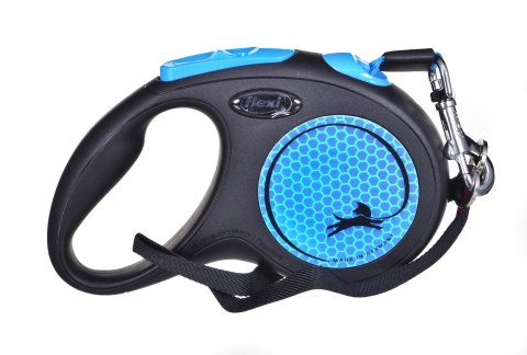 Smycz Flexi automatyczna New Neon S taśma 5 m - dla psa do 15 kg, kolor niebieski Smycz Flexi automatyczna New Neon S taśma 5 m - dla psa do 15 kg, kolor niebieski