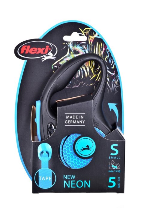 Smycz Flexi automatyczna New Neon S taśma 5 m - dla psa do 15 kg, kolor niebieski Smycz Flexi automatyczna New Neon S taśma 5 m - dla psa do 15 kg, kolor niebieski