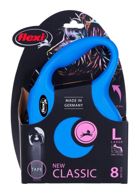 Smycz flexi automatyczna NEW CLASSIC L taśma 8 m - dla psa do 50 kg, kolor niebieski Smycz flexi automatyczna NEW CLASSIC L taśma 8 m - dla psa do 50 kg, kolor niebieski