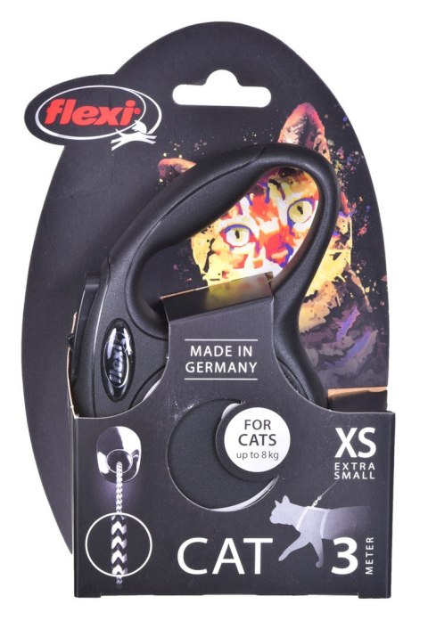 Smycz flexi automatyczna New Classic Cat XS linka 3 m - smycz dla kota, kolor czarny Smycz flexi automatyczna New Classic Cat XS linka 3 m - smycz dla kota, kolor czarny