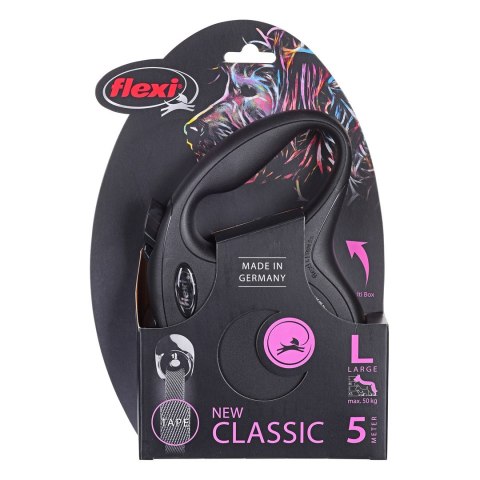 Smycz flexi automatyczna New Classic L taśma 5m - dla psa do 50kg, kolor: czarny Smycz flexi automatyczna New Classic L taśma 5m - dla psa do 50kg, kolor: czarny