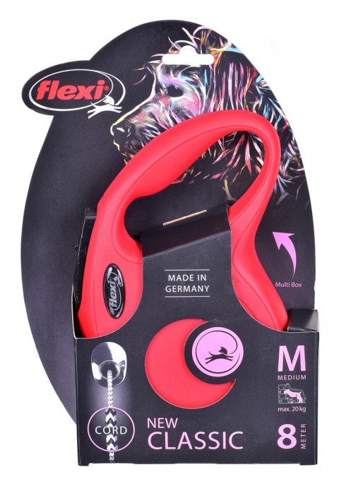Smycz flexi automatyczna New Classic M linka 8 m - dla psa do 20 kg, kolor czerwony Smycz flexi automatyczna New Classic M linka 8 m - dla psa do 20 kg, kolor czerwony