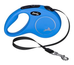 Smycz flexi automatyczna New Classic S taśma 5 m - dla psa do 15 kg, kolor niebieski